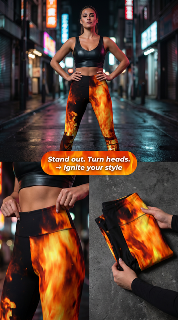Flame Print Leggings For Women