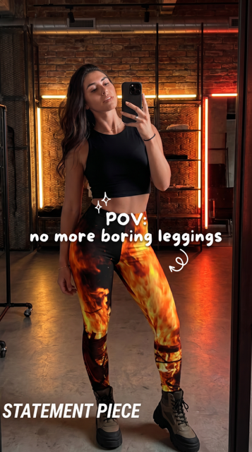 Flame Print Leggings For Women