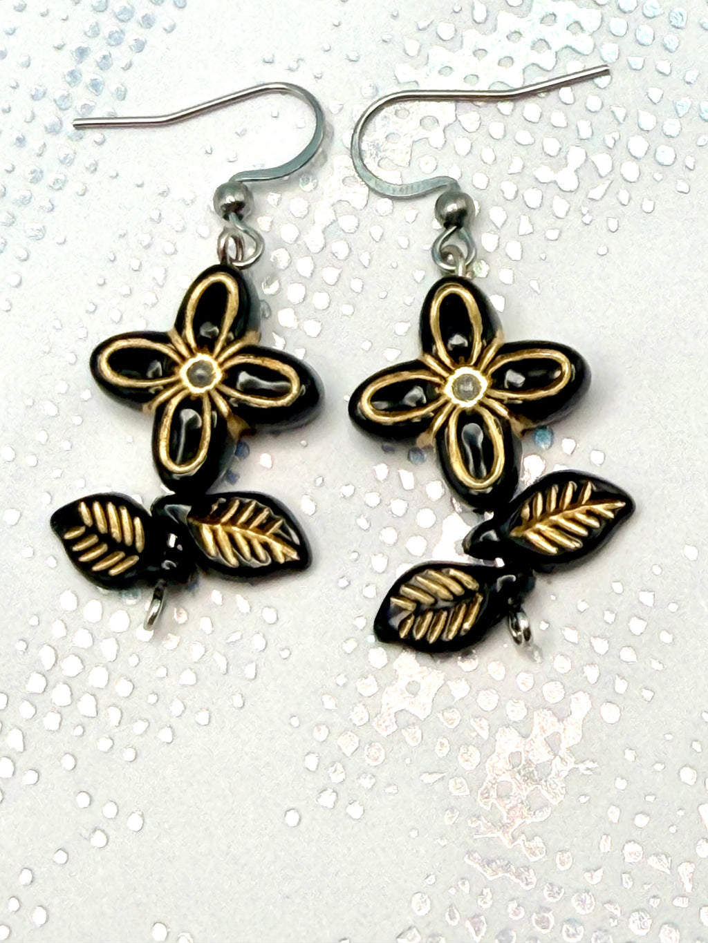 Black Gold Bead Earrings