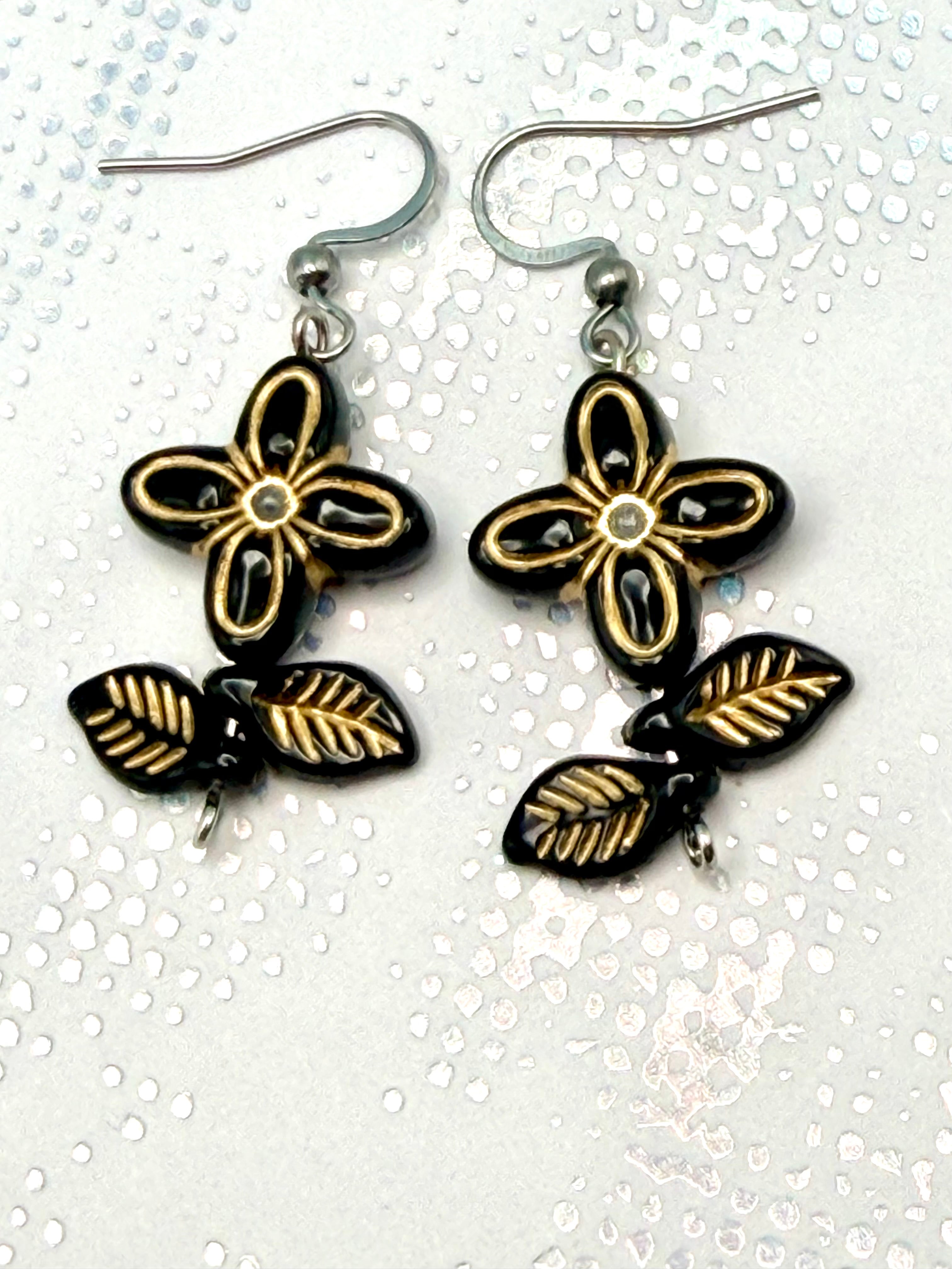 Black Gold Bead Earrings
