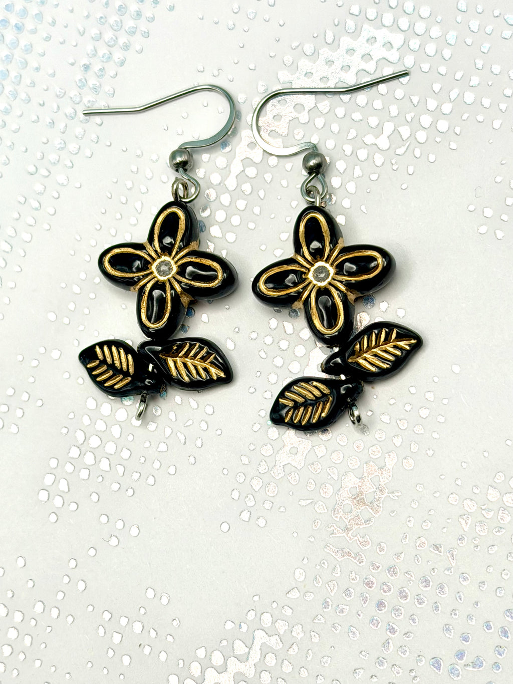 Black Gold Bead Earrings