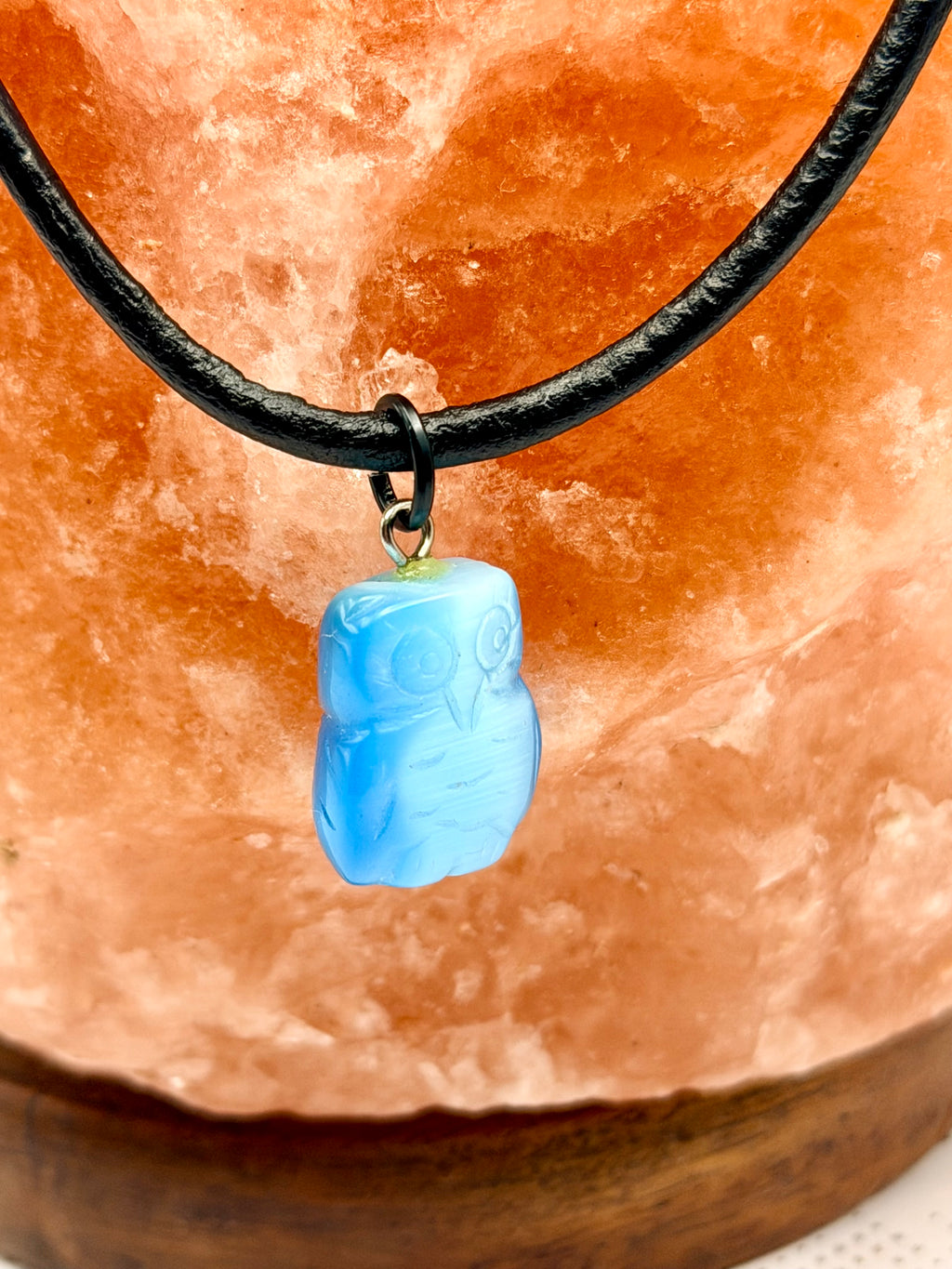 Owl Choker Gemstone Leather Necklace