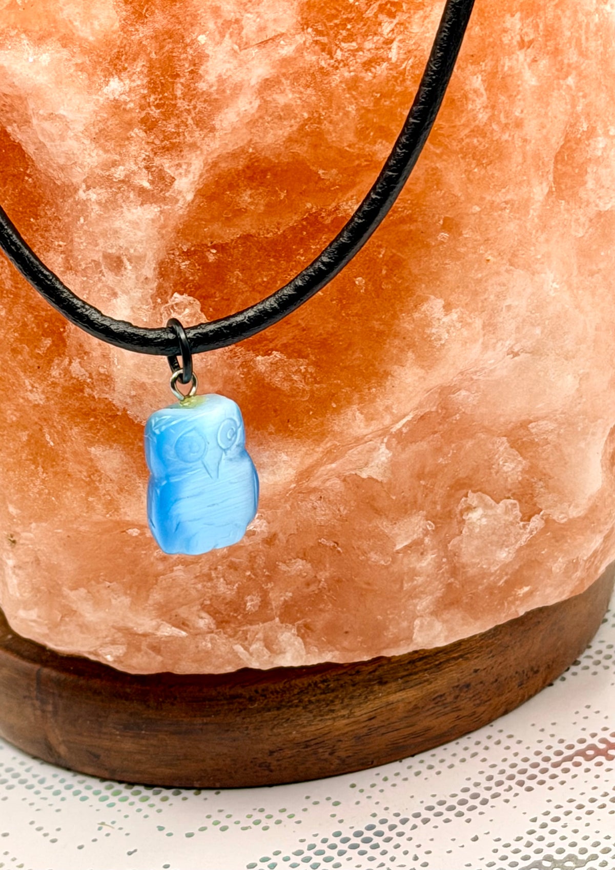 Owl Choker Gemstone Leather Necklace