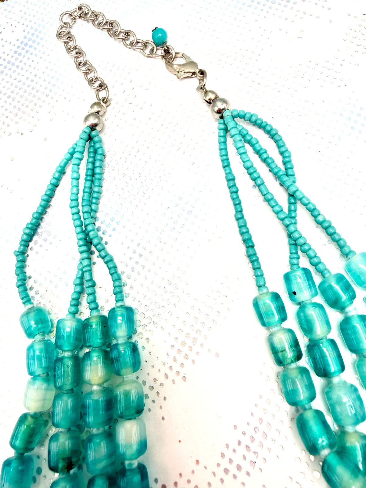 Vintage Necklace Blue Bead Layered
