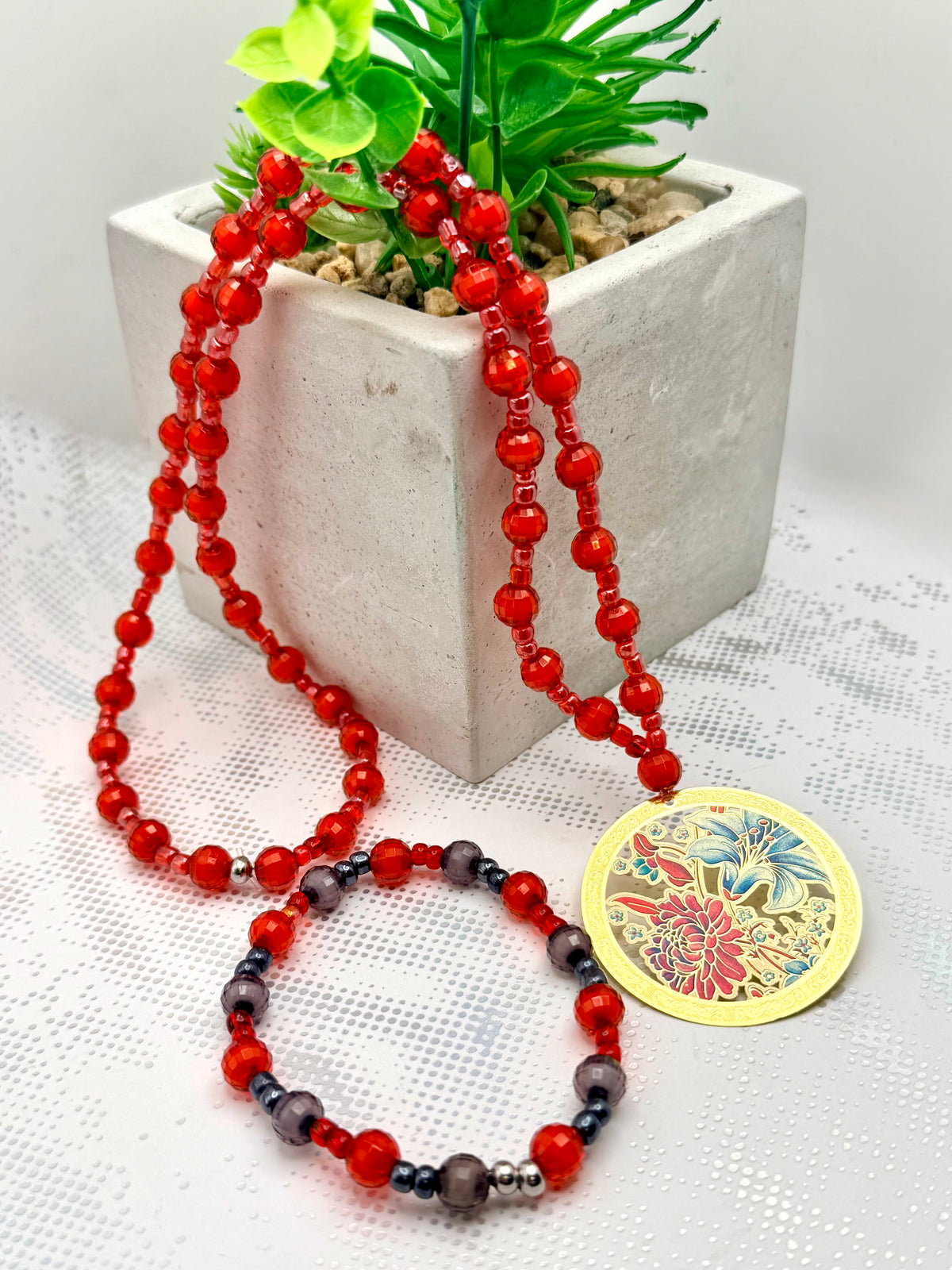 Bead Necklace and Bracelet Set