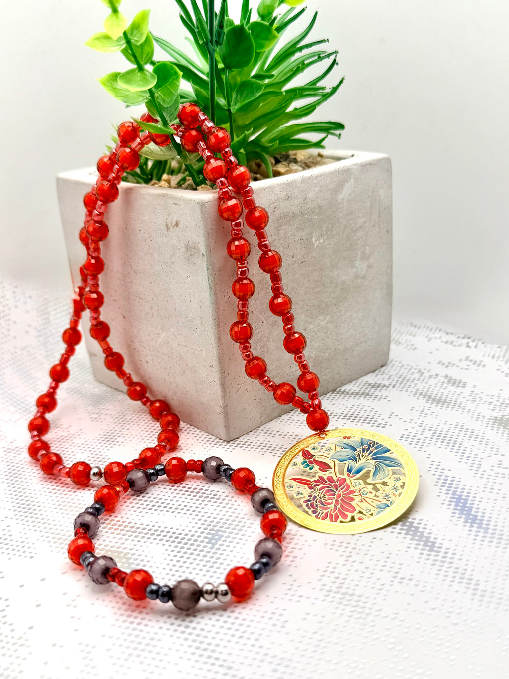 Bead Necklace and Bracelet Set