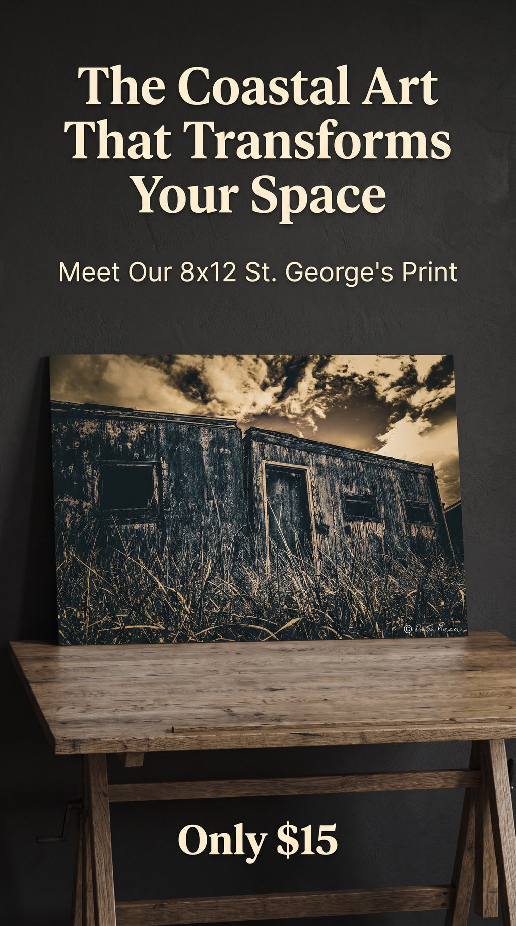 Vinatge Fishing Shack 8x12 Sepia Photo Print Unframed