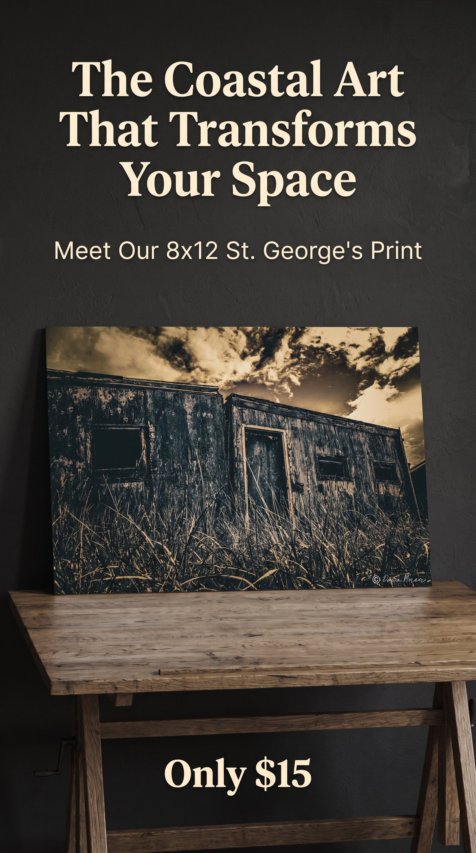 Vinatge Fishing Shack 8x12 Sepia Photo Print Unframed