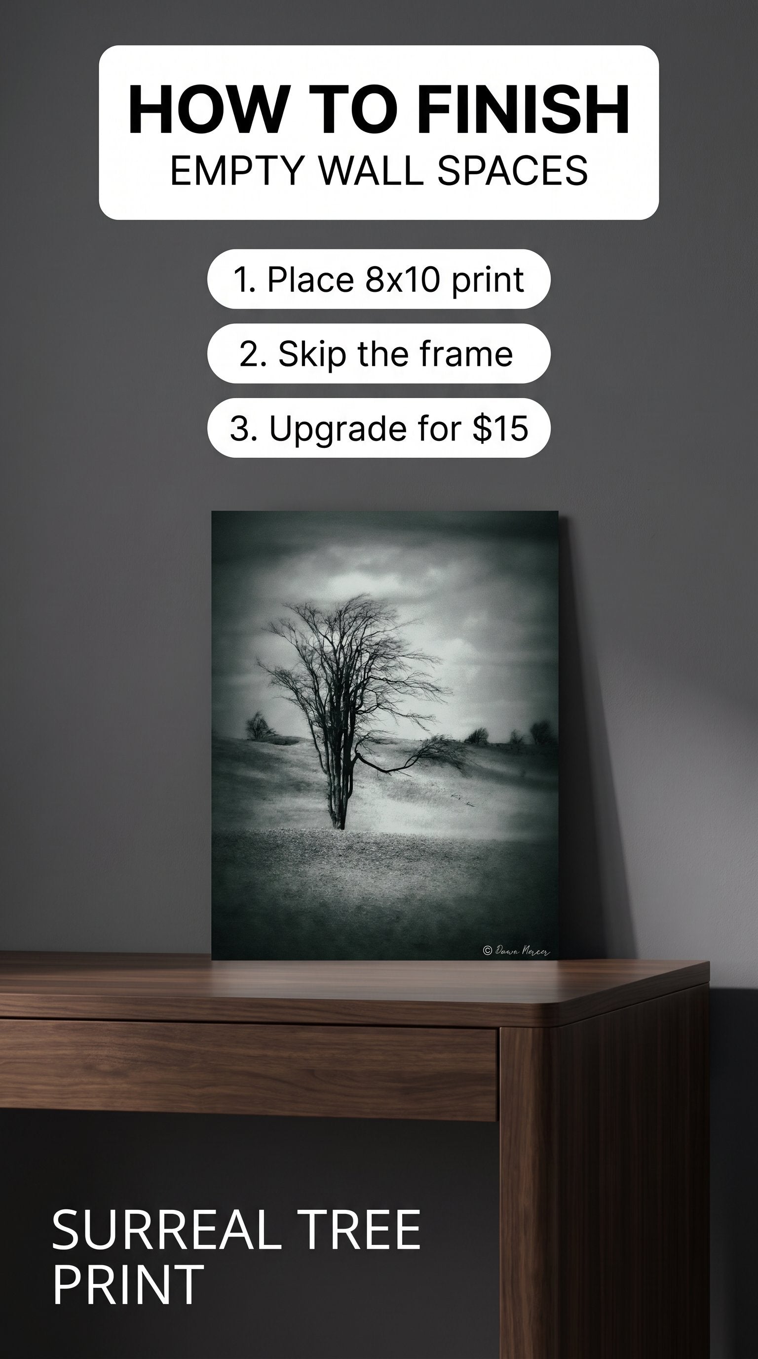 Surreal Tree in Meadow 8x12 Photographic Wall Print