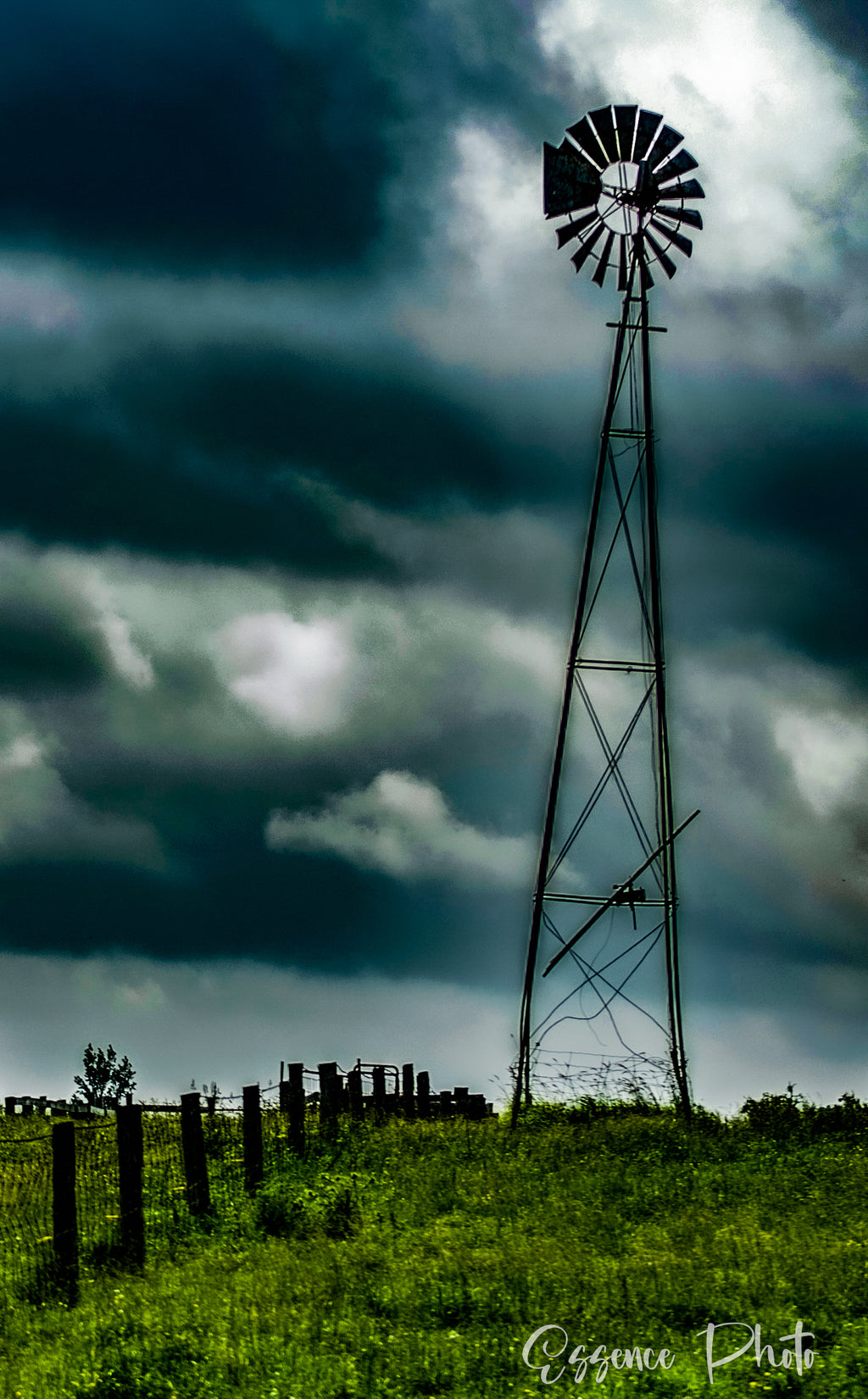 Vintage Windmill In Stormy Field 8x12 Photo Print